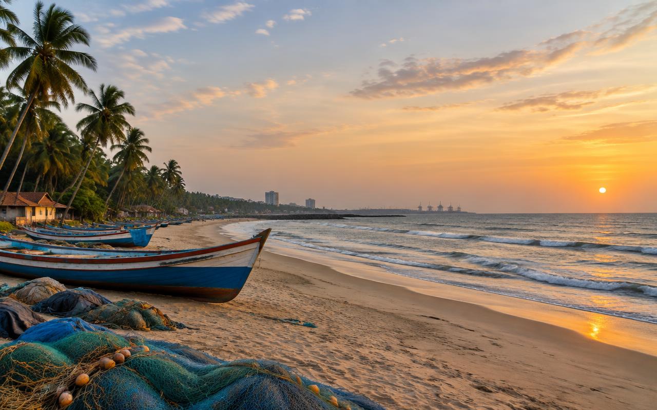 Illustration of a beach along the Mangalore coast