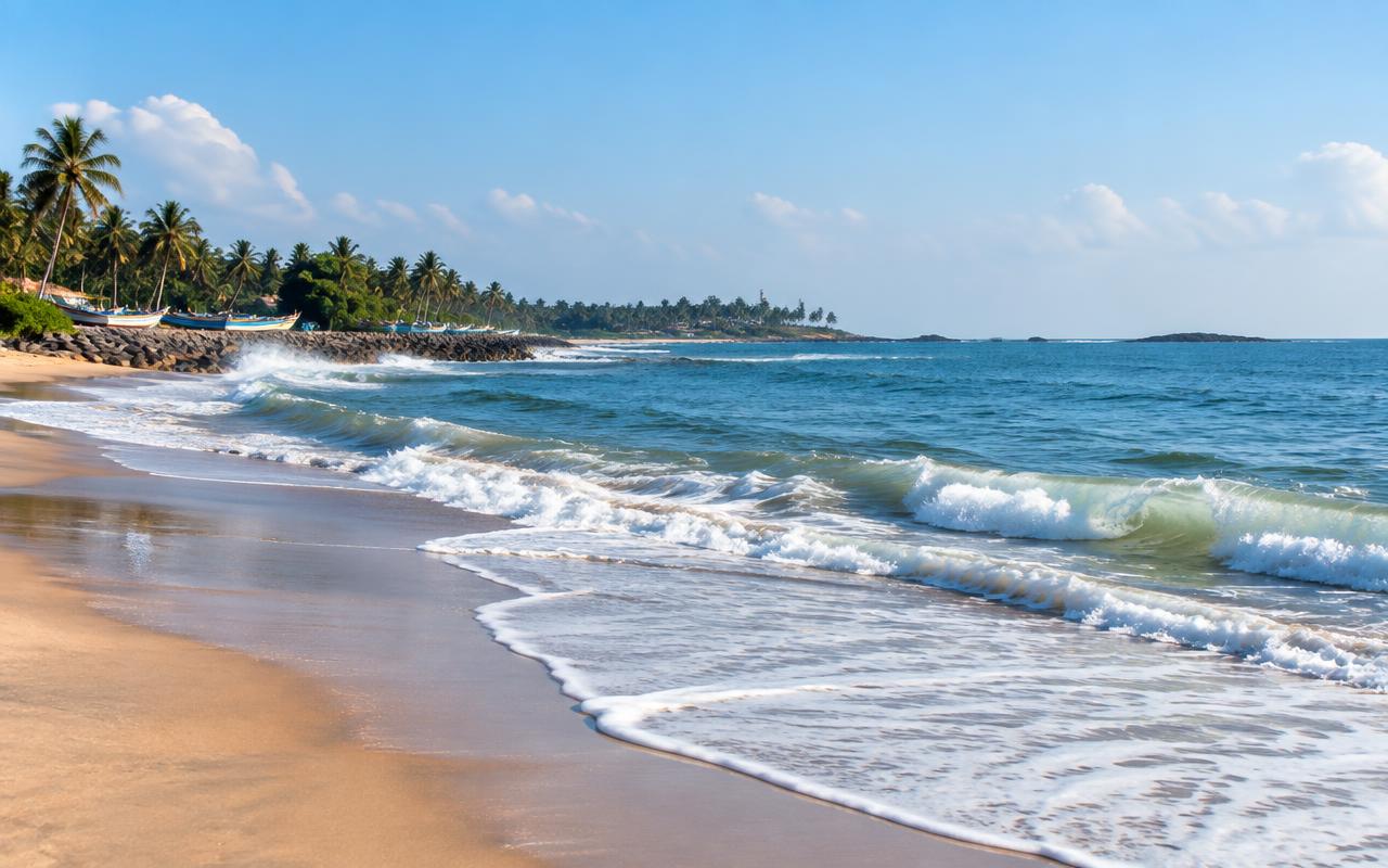 Illustration of a beach on the Mangalore coastline