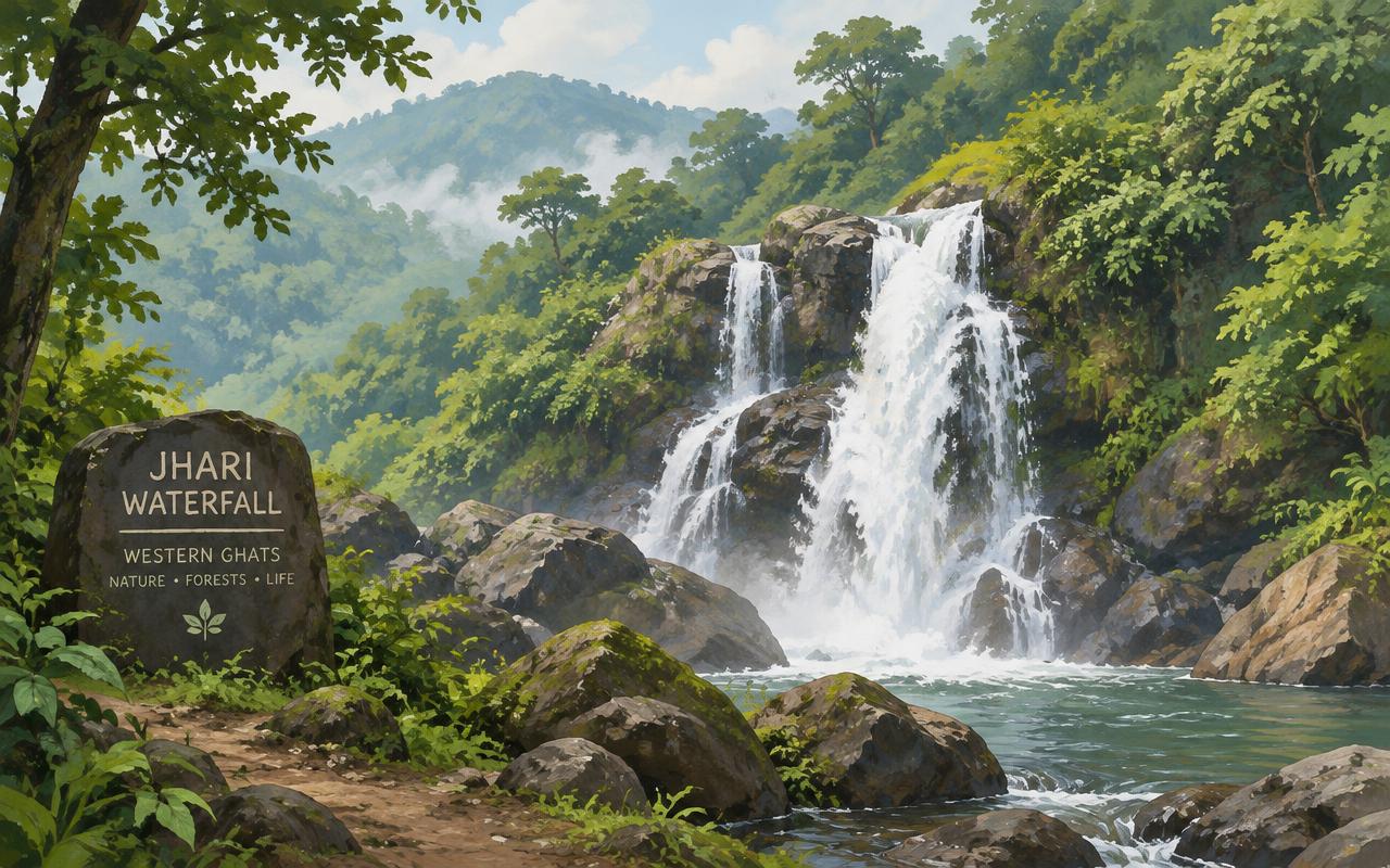 Illustration of Jhari Waterfalls